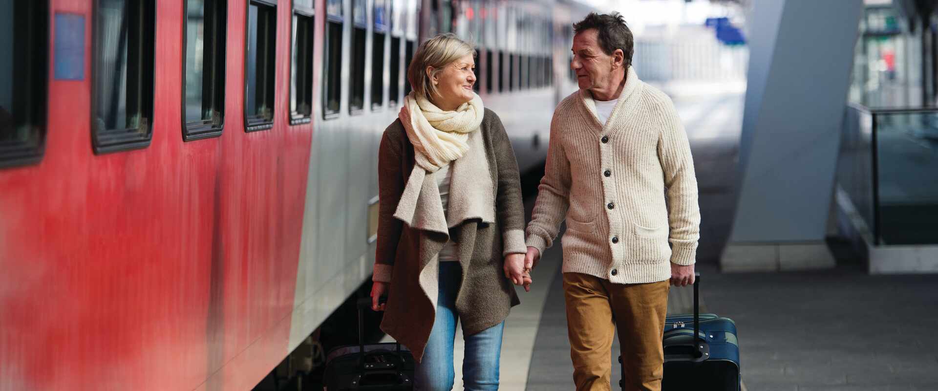 Couple at train station